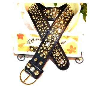 Black Belt With Gold & Rhinestone Embellishments